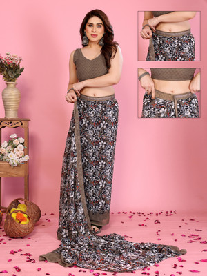 THE URBAN DIVA Printed Bollywood Georgette Saree(Multicolor)