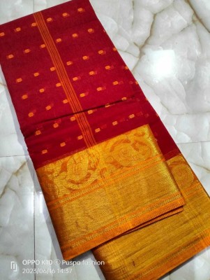 p fashion Self Design Tant Pure Cotton Saree(Red)