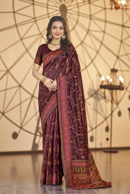 Sariya Woven Kanjivaram Jacquard, Organza Saree(Maroon)