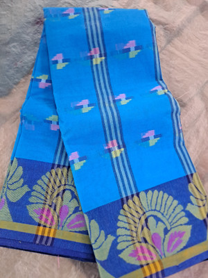 Moumitasaree Self Design, Solid/Plain Tant Pure Cotton Saree(Blue)