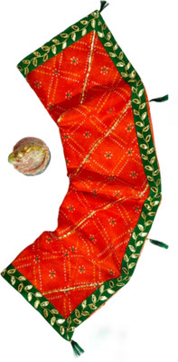 INSTALIKE FASHION Printed, Embellished, Embroidered Kota Doria Silk Blend Saree(Orange)