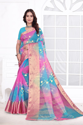 Aarunika MNT Solid/Plain Bollywood Organza Saree(Yellow)