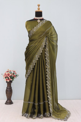 VarniRaaj Fashion Embellished Bollywood Jimmy choo Saree(Light Green)