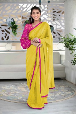 Sareez House Solid/Plain Bollywood Georgette Saree(Yellow)