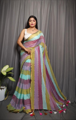 trogon Self Design Handloom Pure Cotton Saree(Multicolor)