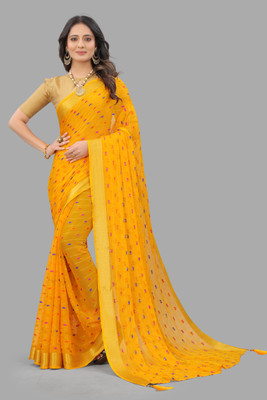 RHEY Woven, Embellished Bollywood Chiffon Saree(Yellow)