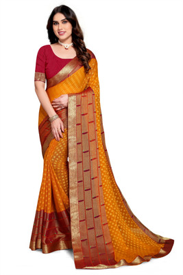 Anjanisut Sarees Printed Daily Wear Chiffon, Brasso Saree(Yellow)