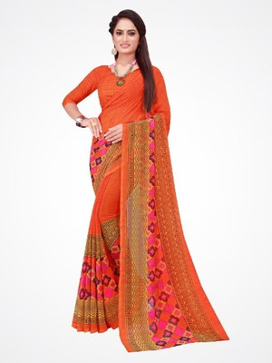 Saadhvi Printed Daily Wear Georgette Saree(Orange)