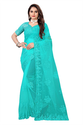 NIYANTAKSH Embroidered Bollywood Net Saree(Light Green)