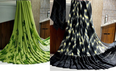 Sitanjali Printed Bollywood Georgette Saree(Pack of 2, Green)