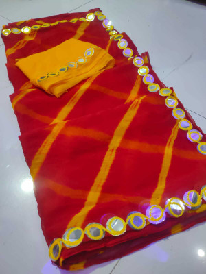 NeeLKANTH ENTERPRISE Printed Bandhani Chiffon Saree(Red)