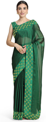 pUNYATHA CREATION Embellished Bollywood Crepe Saree(Dark Green)