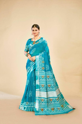 vestito Printed, Woven Daily Wear Linen Saree(Multicolor)