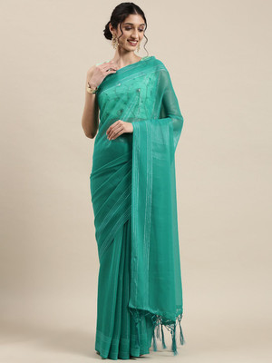 Anouk Rustic Solid/Plain Daily Wear Georgette Saree(Light Green)