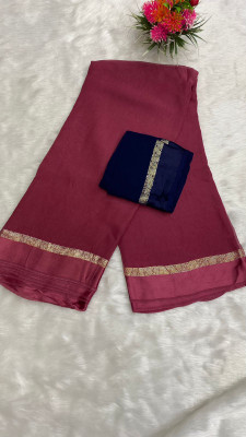 VRISE Solid/Plain Bollywood Viscose Rayon Saree(Pink)