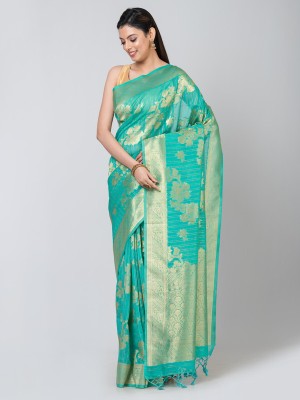 Kk Kavvya Crsk Woven Banarasi Organza Saree(Green)