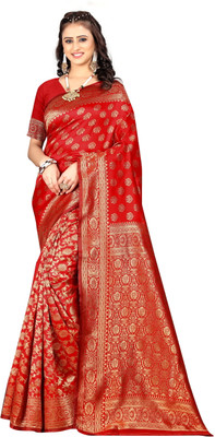 Aarya creation Woven Kanjivaram Pure Silk Saree(Red)
