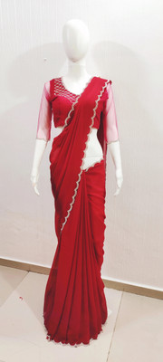 NANCY DESIGNER Self Design Bollywood Georgette Saree(Red)