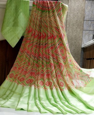 Hensi sarees shop Animal Print, Digital Print, Floral Print, Hand Painted, Ombre, Polka Print, Printed, Striped Kalamkari Georgette, Art Silk Saree(Pack of 2, Pink, Light Green)