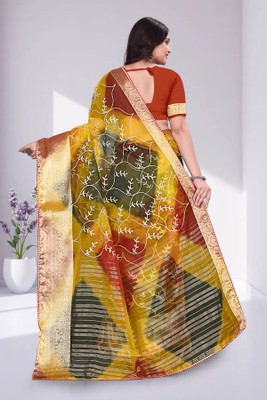 Aarunika BS Solid/Plain Bollywood Organza Saree(Multicolor)