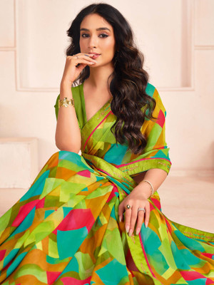 Sareemall Printed Daily Wear Georgette Saree(Multicolor)