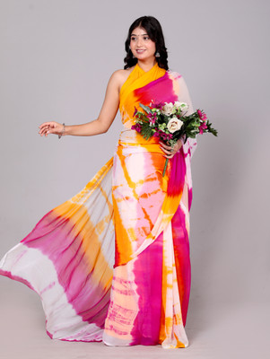 KHATRI AND SONS Self Design, Printed Leheria Chiffon, Georgette Saree(Multicolor)