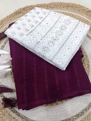 Rudra Enterprise Self Design Bollywood Georgette Saree(White, Black)
