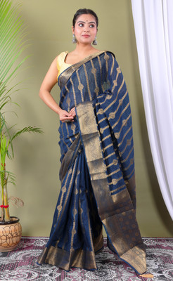 Rohit Designer Self Design Daily Wear Net Saree(Blue)