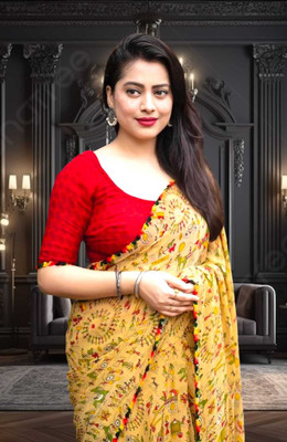 HouseOfCommon Self Design Bollywood Georgette Saree(Beige)