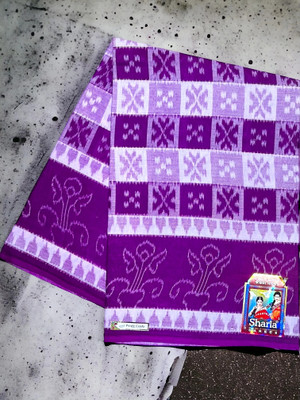 kalyani nx Printed Sambalpuri Pure Cotton Saree(Purple)