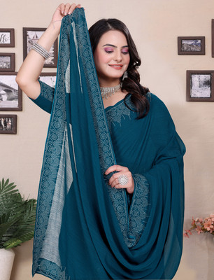 Banarasi wala Dyed, Self Design Bollywood Georgette Saree(Light Blue)