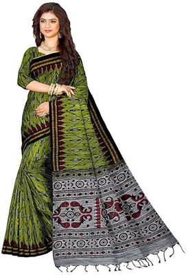 Dixon Self Design Sambalpuri Pure Cotton Saree(Green)