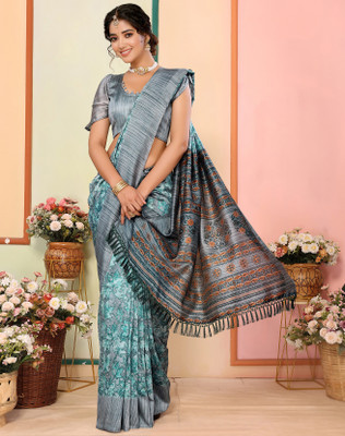 YASHIKA Printed Kalamkari Art Silk Saree(Green)