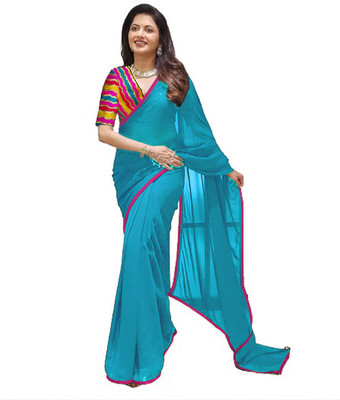 Sareez House Solid/Plain Daily Wear Georgette Saree(Multicolor)