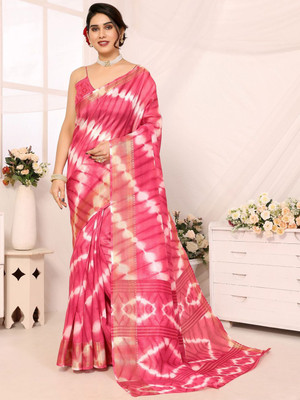Moda Rapido Printed Bollywood Cotton Blend Saree(Pink)