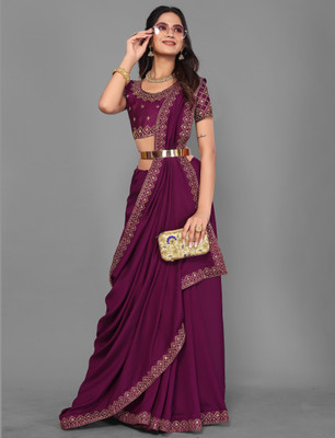 Vivan Fab Embellished Bollywood Silk Blend Saree(Multicolor)