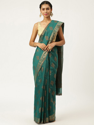 KARAGIRI Woven Kota Doria Cotton Blend Saree(Blue)