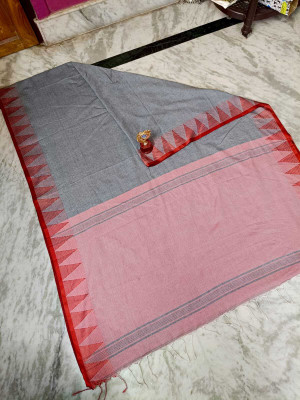 BDF Bikash Dutta Fashion Self Design Handloom Cotton Silk Saree(White)