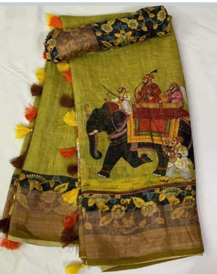 Arpita Fashion Printed, Digital Print, Checkered Bollywood Cotton Blend Saree(Multicolor)