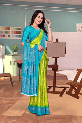 Feminista Printed, Solid/Plain Daily Wear Crepe Saree(Light Green)