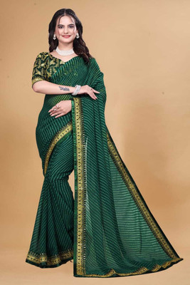 Damru trendz Digital Print Bollywood Georgette Saree(Green)