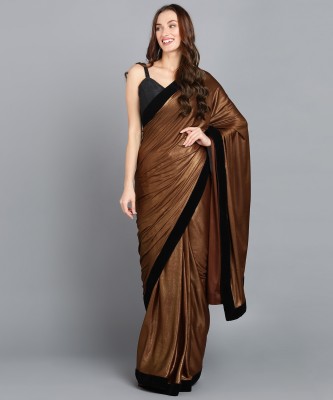 monoria Embellished Bollywood Lycra Blend Saree(Brown)