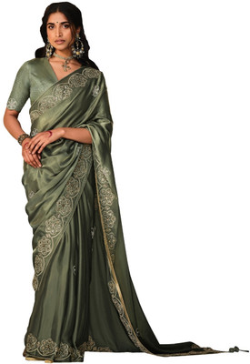 Rukmini by Rajendra Embellished Bollywood Polyester Saree(Green)