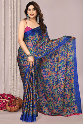 MIRCHI FASHION Printed Daily Wear Chiffon, Georgette Saree(Blue, Green)