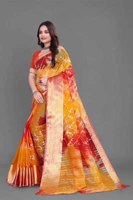 Aarunika SBT Solid/Plain Bollywood Organza Saree(Red)
