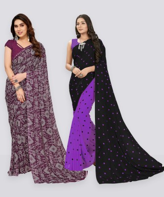 Anand Sarees Printed Bollywood Georgette Saree(Pack of 2, Purple, Black)