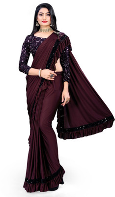miracletex Self Design Bollywood Lycra Blend Saree(Maroon)