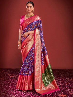 ANOUK Woven Pochampally Silk Blend Saree(Purple)