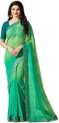Hinayat Fashion Printed Bollywood Chiffon Saree(Light Green)