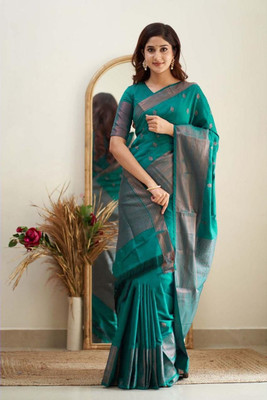 Miss Beelee Self Design Banarasi Jacquard Saree(Light Green)